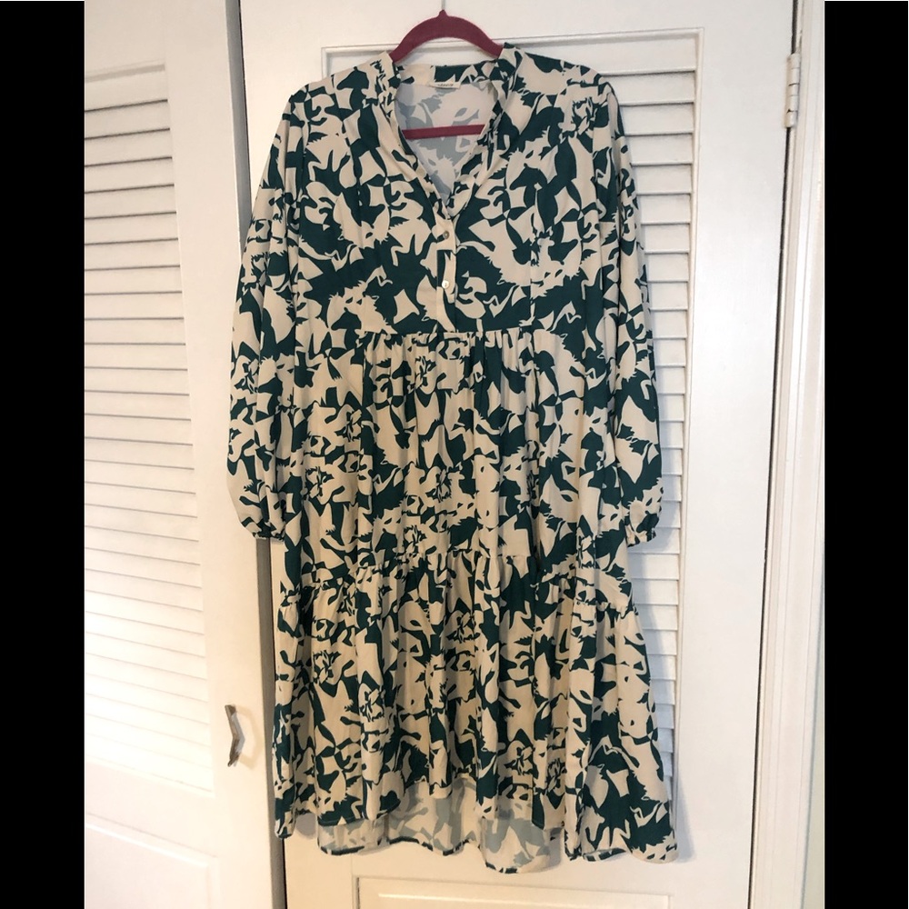 Floral Tiered Shirt Dress
